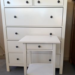 White 6 Drawer Wood IKEA Hemnes Dresser & Nightstand 