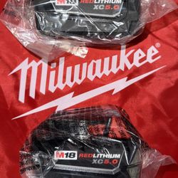 Milwaukee M18 5.0xc Battery Set of 2. Model #48-11-1852. (New from Kits)