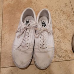 Men's White Canvas Vans. Size 12