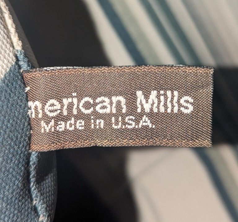 (SET OF 3) AMERICAN MILLS19" x 19"BLUE/GREEN STRIPED SEAT CUSHIONS for