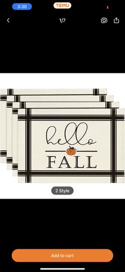 Set Of 4 Hello Fall Place Mats