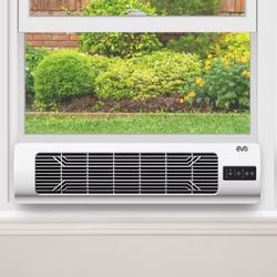 EVO Low Profile Oscillating Window Fan Air Circulator: Portable, Quiet, 4 Speeds, Remote, ETL Listed, 200-500 sq. ft.