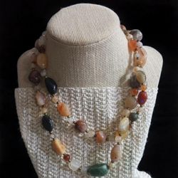 Vintage Natural Stones Necklace, 32