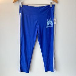 Walt Disney World Parks Disneyland Crop Leggings Authentic Blue Striped Size M