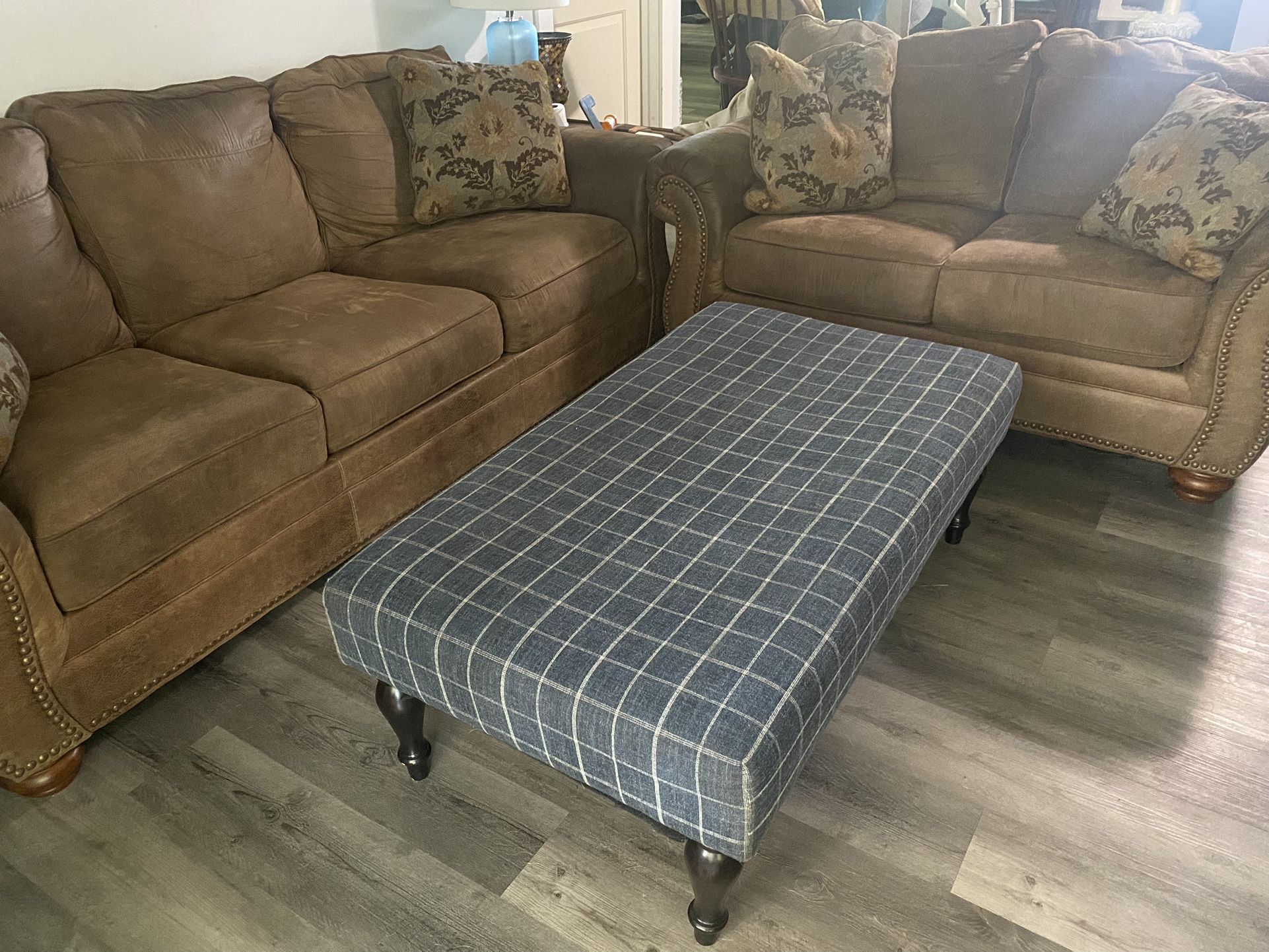 Ashley Furniture Queen Sleeper Sofa, Love seat And Ottoman