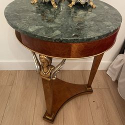 Antique Round Green Marble Table 