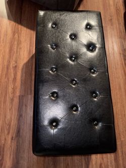 ottoman Black leather ottoman