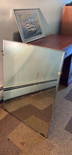 Large Mirror On Wooden Frame