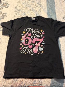 Used Girls 67 birthday shirt-Size Med 9-10