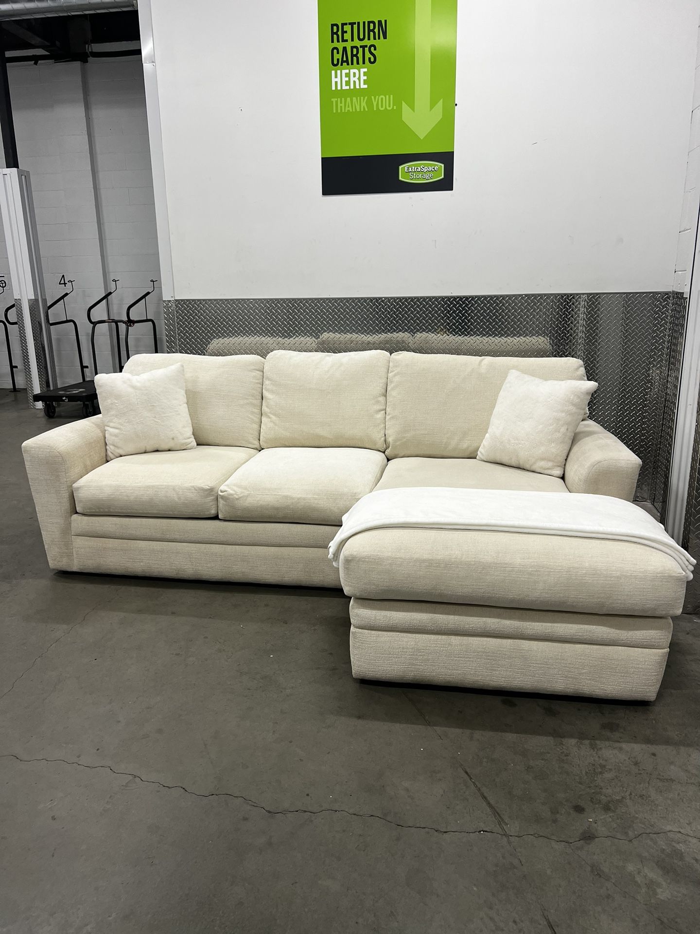 Beige Sofa Sectional, Feather Filled