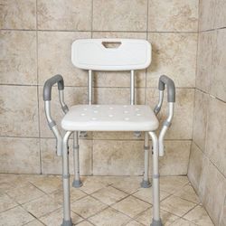 Essential Medical Supply Height Adjustable Shower and Bath Bench with Padded Arms, Contoured Back and Textured Shower Chair Seat