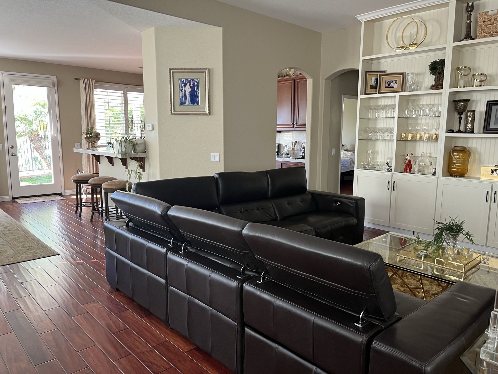 Beautiful Brown Leather Reclining Sofa