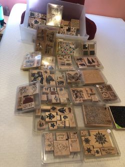 Large Lot of Wood Rubber Stamps