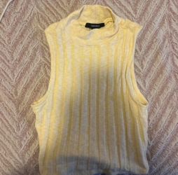 Forever 21 Yellow Ribbed Mock Neck Tank Top
