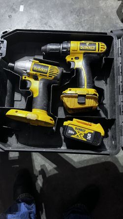 First Gen 18v Dewalt Combo Drill And Impact Driver,5ah 20v Battery With Adapter Good Workong Condition