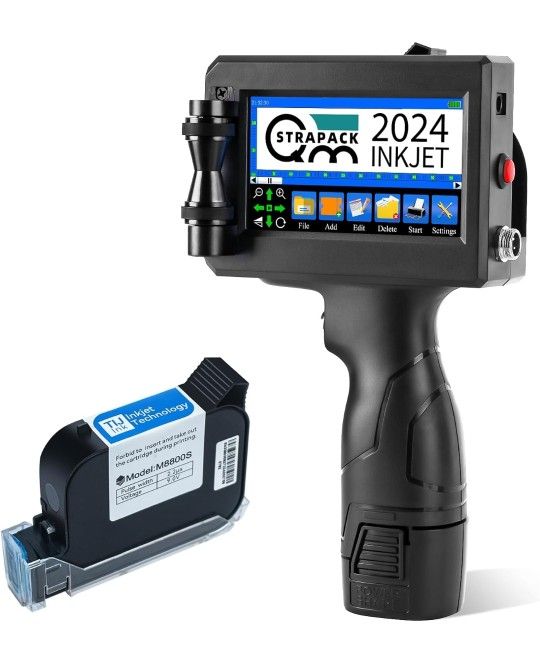 Handheld Inkjet Printer Gun Z10 Printing Height 0.08-0.5 Inch Inkjet Coder with Original Fast-Drying Ink for Text QRCode/Barcode/Batch Number/Label/Im