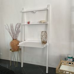 White Leaning Desk/Display Shelf