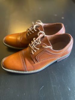 Size 9 USA Brown Leather Cap-Toe Oxford Dress Shoes