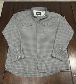 Howler Bros Long Sleeve Button Up Shirt Mens L Gray Blue Check Nylon Vented