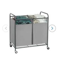Style Selections 1 -Piece Count Gray Metal 2 -Compartment Sorter Laundry cart