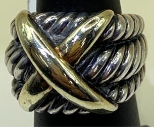 David Yurman Size 5.5 Ladies Silver/14K Gold Ring Nice!