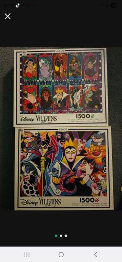 New! 2 Disney VILLIAN jigsaw Puzzles 1500 Piece