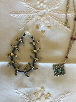 Silver necklace with beads and pendant / Albuquerque East silver jewelry 🛍🌸