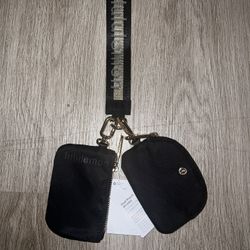 Black And Gold Lululemon Keychain Bag
