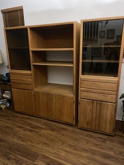 Oak Entertainment Center For sale, On wheels