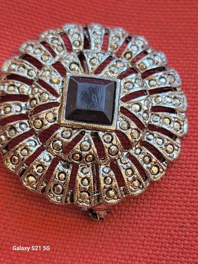 black square bead brooch