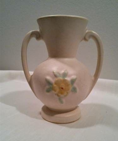 Weller Vintage Two Handled White Vase M-1