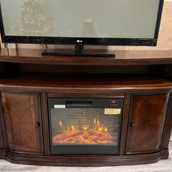 Solid Wood Shelve And Fireplace 