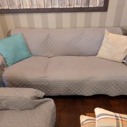 Gray Couch  - With Pullout Mattress-  Excellent Condition