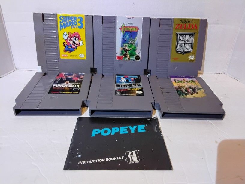 Nintendo NES Cartridge Games Super Mario 3, Legend Of Zelda, Popeye, Crystalis,Mike Tyson Punch Out, Castlevania 5-screw Rare $15 And Up RARE