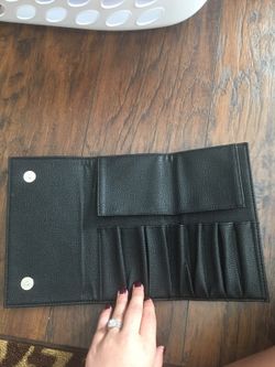 Leather make up brush case