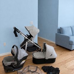 Uppababy V2 Cruz Stroller With Car Seat And Bassinet Beige