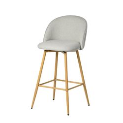 Homy Casa HASEEB Counter Barrel Beige Barstool 18.3"L x 19.9"W x 37"H Swivel Bar Stool for Kitchen Island, Dining, Home Bar