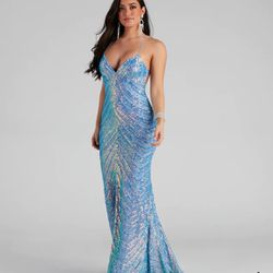 Blue Prom  Dress Formal  - Small