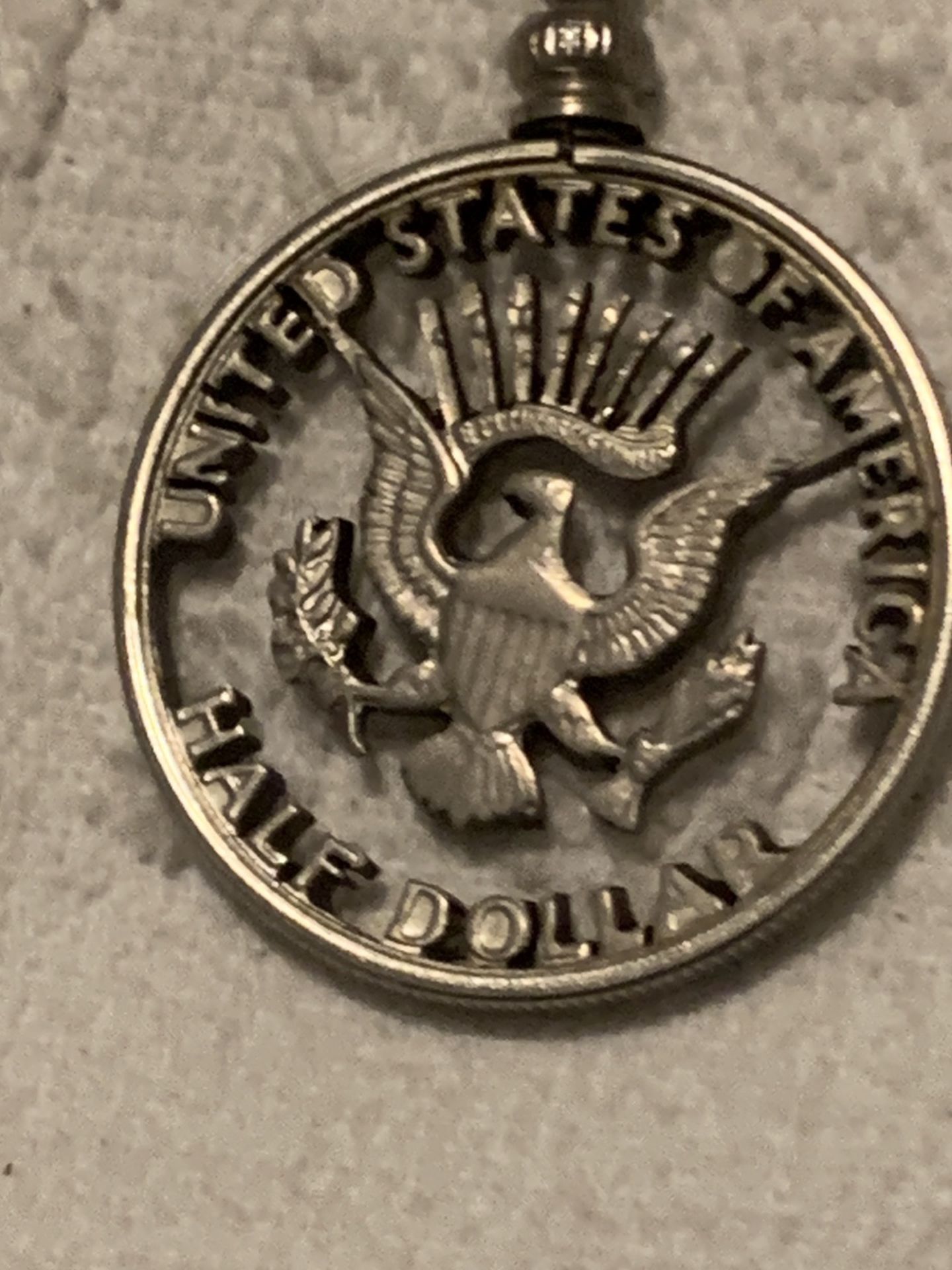 1964 Silver 90 % Half Dollar Cut Coin With Necklace