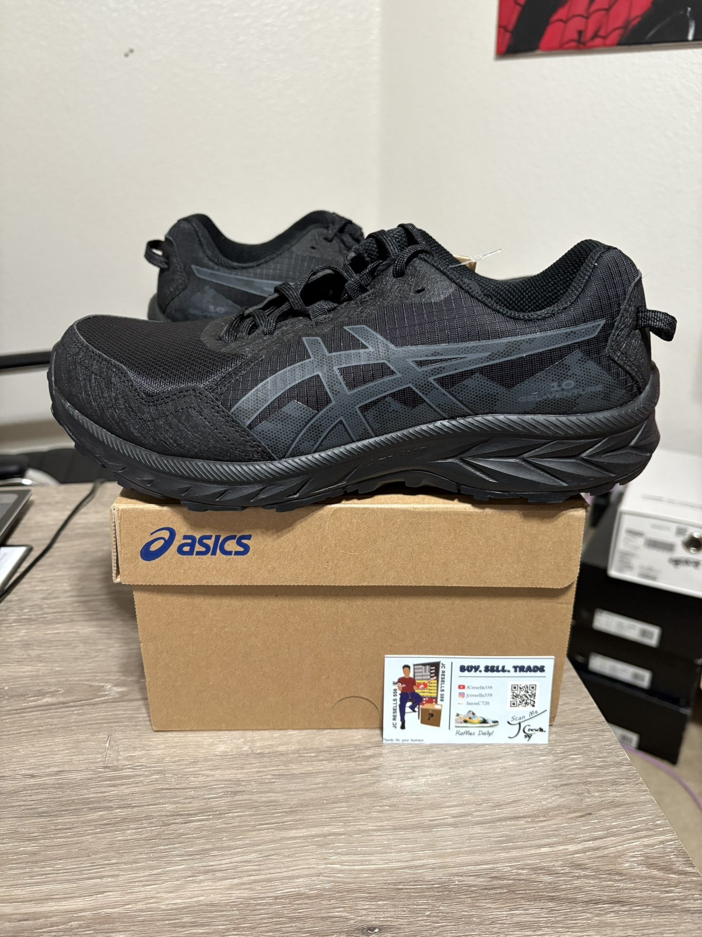 Size or ASICS Gel Venture 10 Black Graphite Grey Trail Shoes