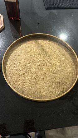 Gold decorative hammered round tray 13.75” home decor