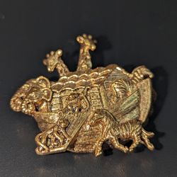 Gold Tone Noah's Ark Brooch.