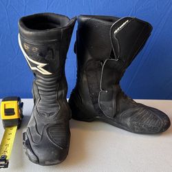 Alpine Stars SMX3 Leather Boots BLK/WHT, US Men Size 9 [USED]