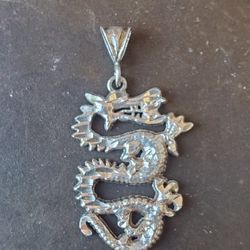Vintage Sterling Silver Dragon Pendant 
