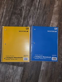 2 wide ruled notebooks
