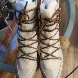 The Drop Women's Caleb Shearling Lace Up Boots Light Beige Size 13 NWT - NWB