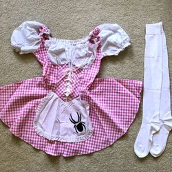 Brand New Little Miss Muffet Pink/White Dress, Halloween, Size S