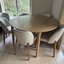 Open Box Article Dining Table With 6 Chairs And Coffee Table