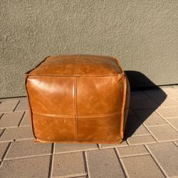 Brown Faux Leather Small Ottoman/seat