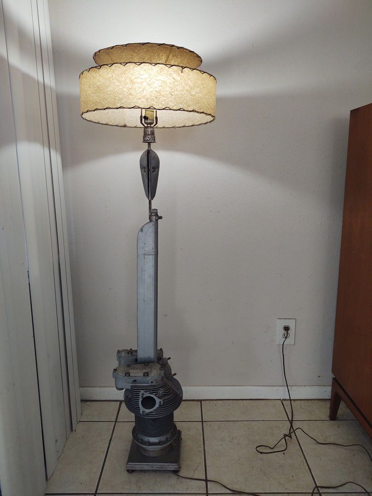 Floor lamp made from antique bi-plane parts